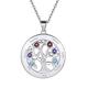 925 Sterling Silver Personalised Family Tree of Life Necklace with Choice of Birthstone Setting Custom Engraving Name 7 Seven Birthstone Tree Circle Pendant Necklace for Women Teen Girls