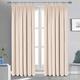 Oxford Homeware Blackout Curtains Bedroom Pencil Pleat Readymade Living Room Window Curtain Tape Top Thermal Insulated Kitchen Curtains+ 2 Tiebacks (Cream, 66" x 72" (168cm x 183cm))