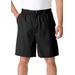 Men's Big & Tall Knockarounds® 8" Full Elastic Plain Front Shorts by KingSize in Black (Size 5XL)