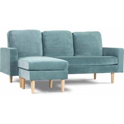 Habitat Et Jardin - Canapé d'angle réversible en velours 'Gabby' - 3 places - Bleu Canard