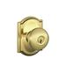 Schlage Plymouth Knob w/ Camelot Trim Keyed Entry Lock Brass in Yellow | 7.2 H x 6.1 W x 4.7 D in | Wayfair F51APLY605CAM