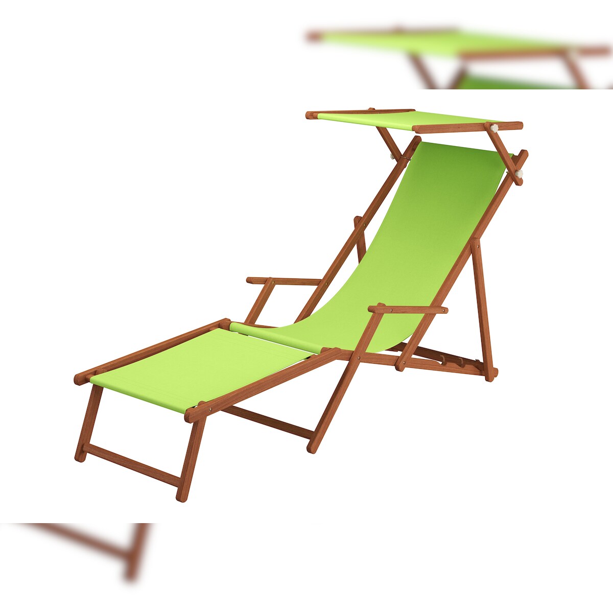 Erst-Holz Sonnenliege pistazie Liegestuhl Fußteil Sonnendach Gartenliege Holz Deckchair Gartenmöbel 10-306 F S Image