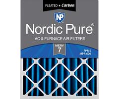Nordic Pure 16x25x4 (3-5/8 Actual Depth) Plus Pleated AC Furnace Air Filters, 1 Pack, MERV 7 + Carbo