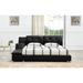 Orren Ellis Muski Platform Bed Upholstered/Faux leather in Gray/Black | 37 H x 90.5 W x 95 D in | Wayfair B2003CKBK