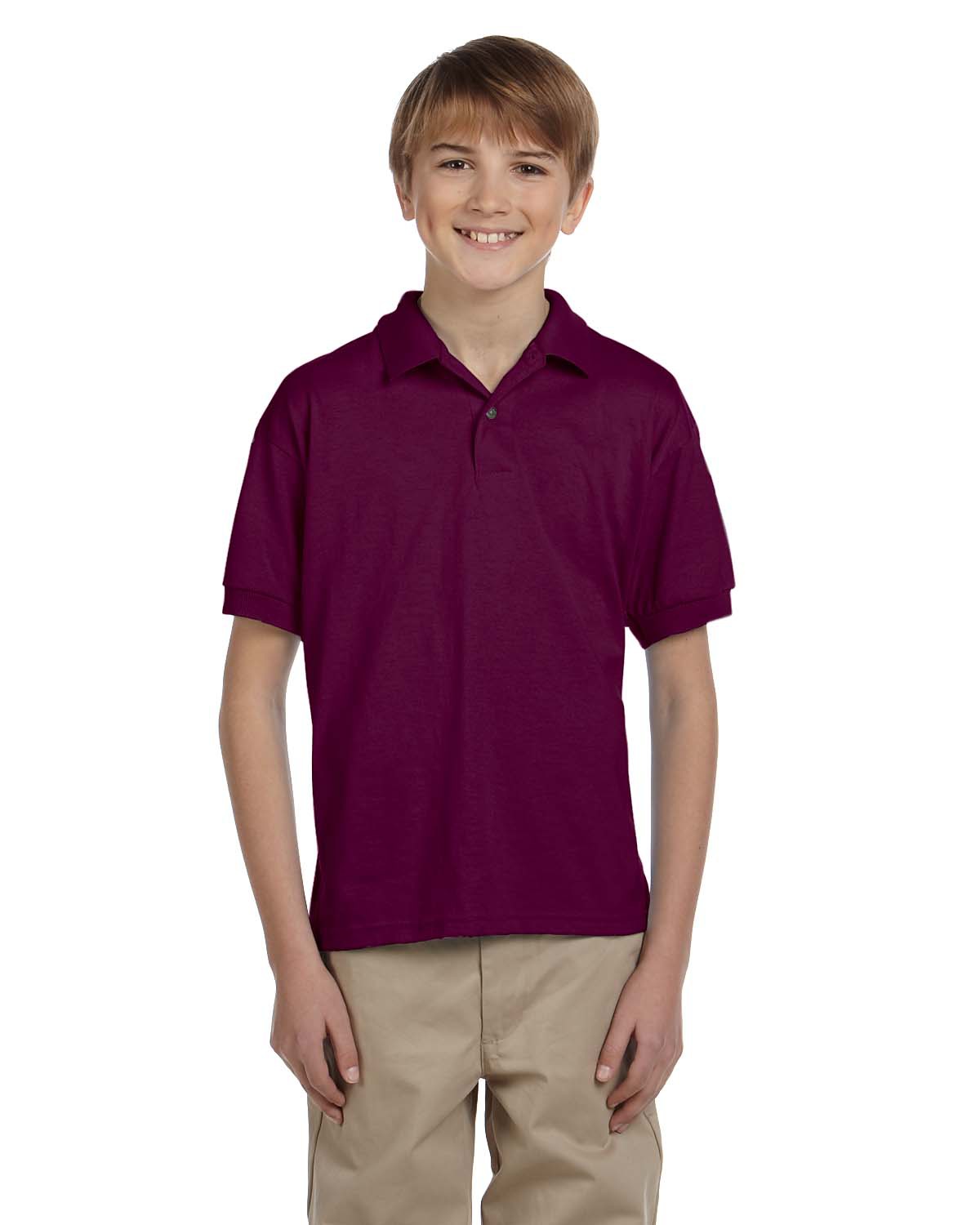 Gildan G880B Youth DryBlend Jersey Polo Shirt in Maroon size Large | Cotton Polyester G8800B, 8800B