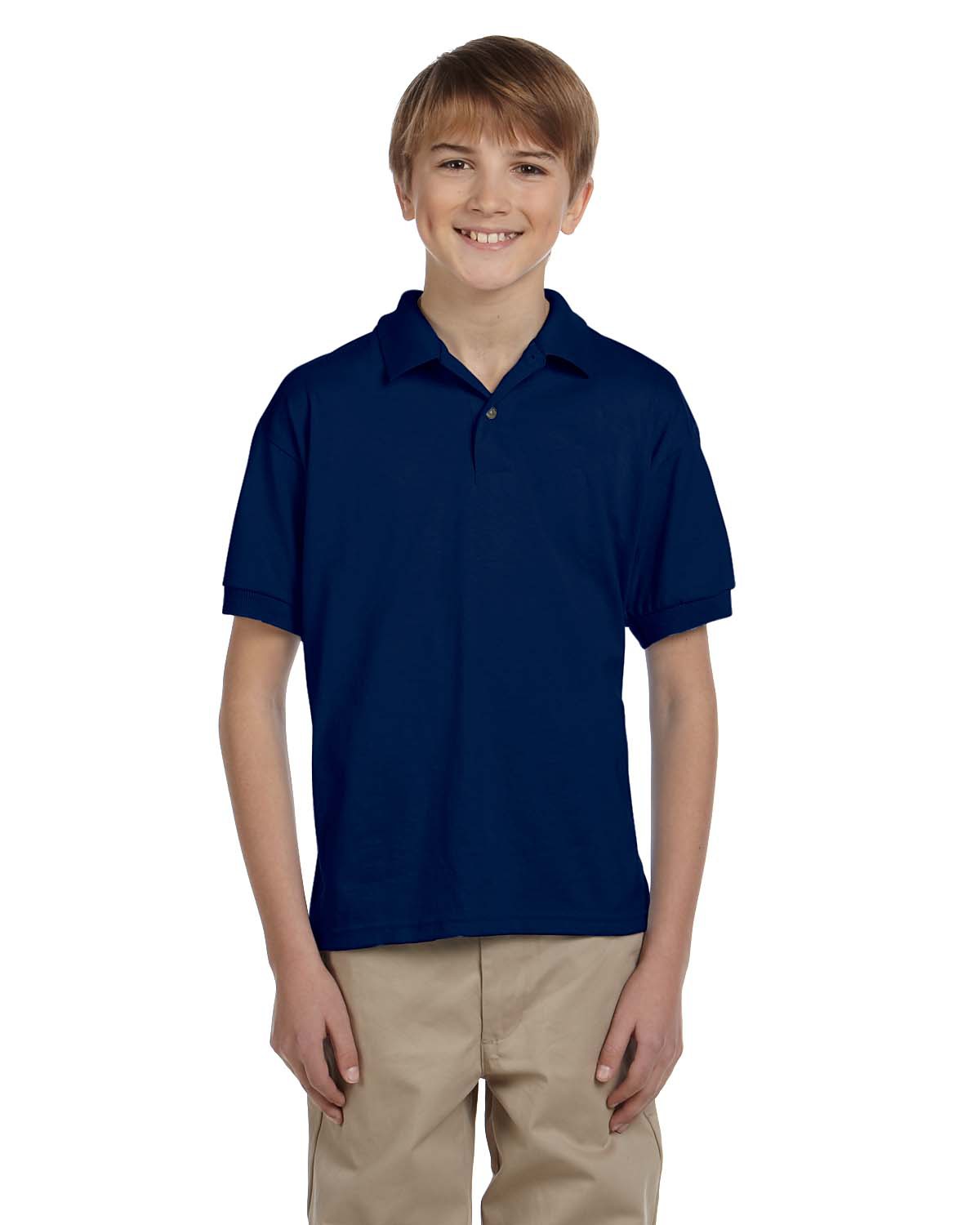 Gildan G880B Youth DryBlend Jersey Polo Shirt in Navy Blue size Large | Cotton Polyester G8800B, 8800B