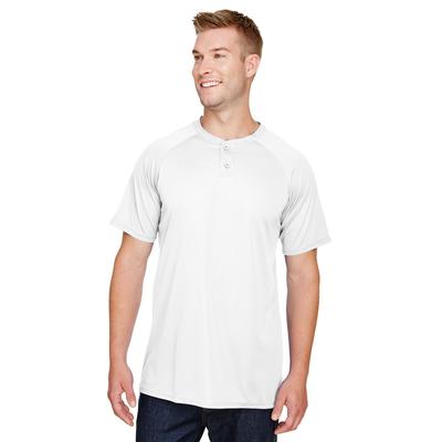 Augusta Sportswear AG1565 Athletic Attain Wicking Two-Button Baseball Jersey T-Shirt in White size XL | Polyester 1565