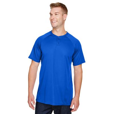 Augusta Sportswear AG1565 Athletic Attain Wicking Two-Button Baseball Jersey T-Shirt in Royal Blue size Large | Polyester 1565