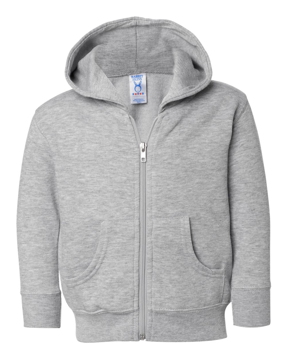 Rabbit Skins 3346 Toddler Zip Fleece Hoodie in Heather size 4 | Ringspun Cotton LA3346