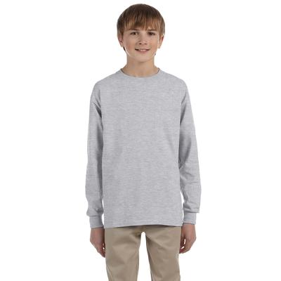 Jerzees 29BL Youth Dri-Power Active 50/50 Cotton/Poly Long Sleeve T-Shirt in Oxford size Small | Cotton Polyester 29BLR