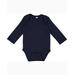 Rabbit Skins 4411 Infant Long Sleeve Baby Rib Bodysuit in Navy Blue size Newborn | Ringspun Cotton LA4411, RS4411