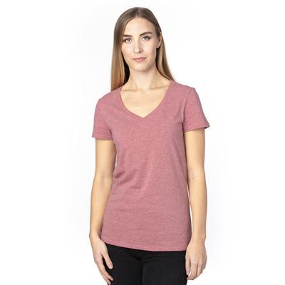 Threadfast Apparel 200RV Women's Ultimate V-Neck T-Shirt in Maroon Heather size Small | Cotton/Polyester Blend
