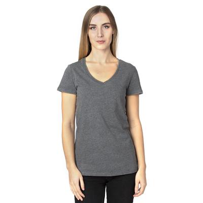 Threadfast Apparel 200RV Women's Ultimate V-Neck T-Shirt in Charcoal Heather size Medium | Cotton/Polyester Blend