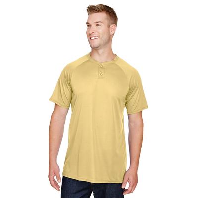 Augusta Sportswear AG1565 Athletic Attain Wicking Two-Button Baseball Jersey T-Shirt in Vegas Gold size Small | Polyester 1565