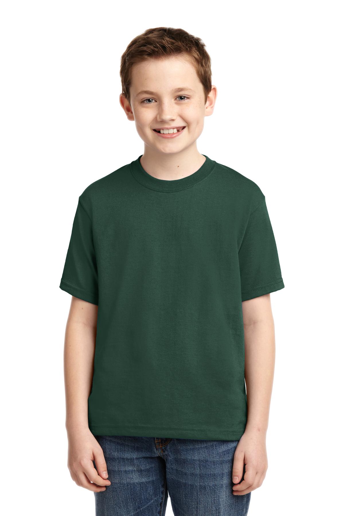 Jerzees 29B Youth Dri-Power 50/50 T-Shirt in Forest Green size XS | Cotton Polyester 29BR