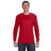 Hanes 5586 Authentic-T Cotton Long Sleeve T-Shirt in Deep Red size Large