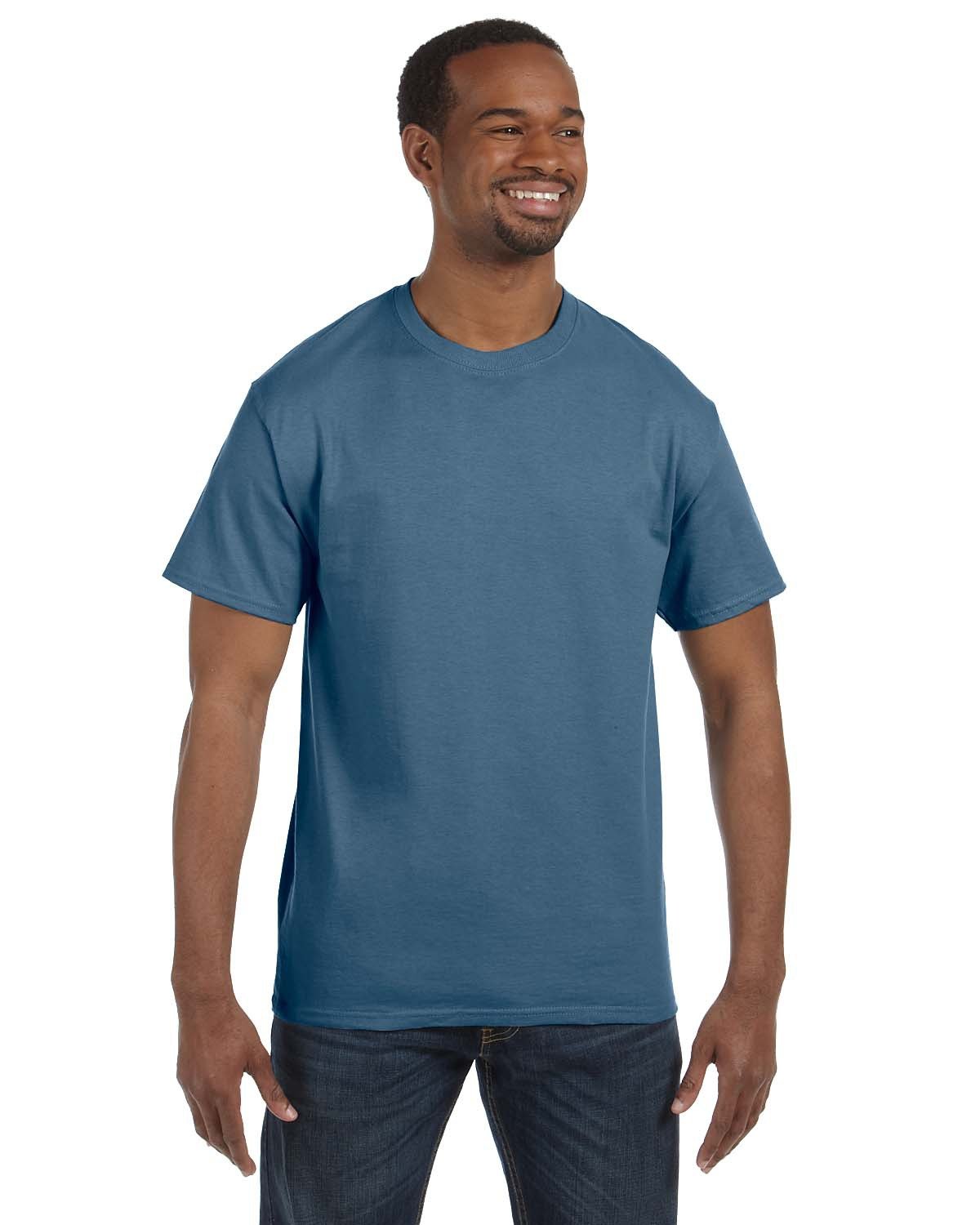 Hanes 5250T Men's Authentic-T T-Shirt in Denim Blue size Small | Cotton 5250