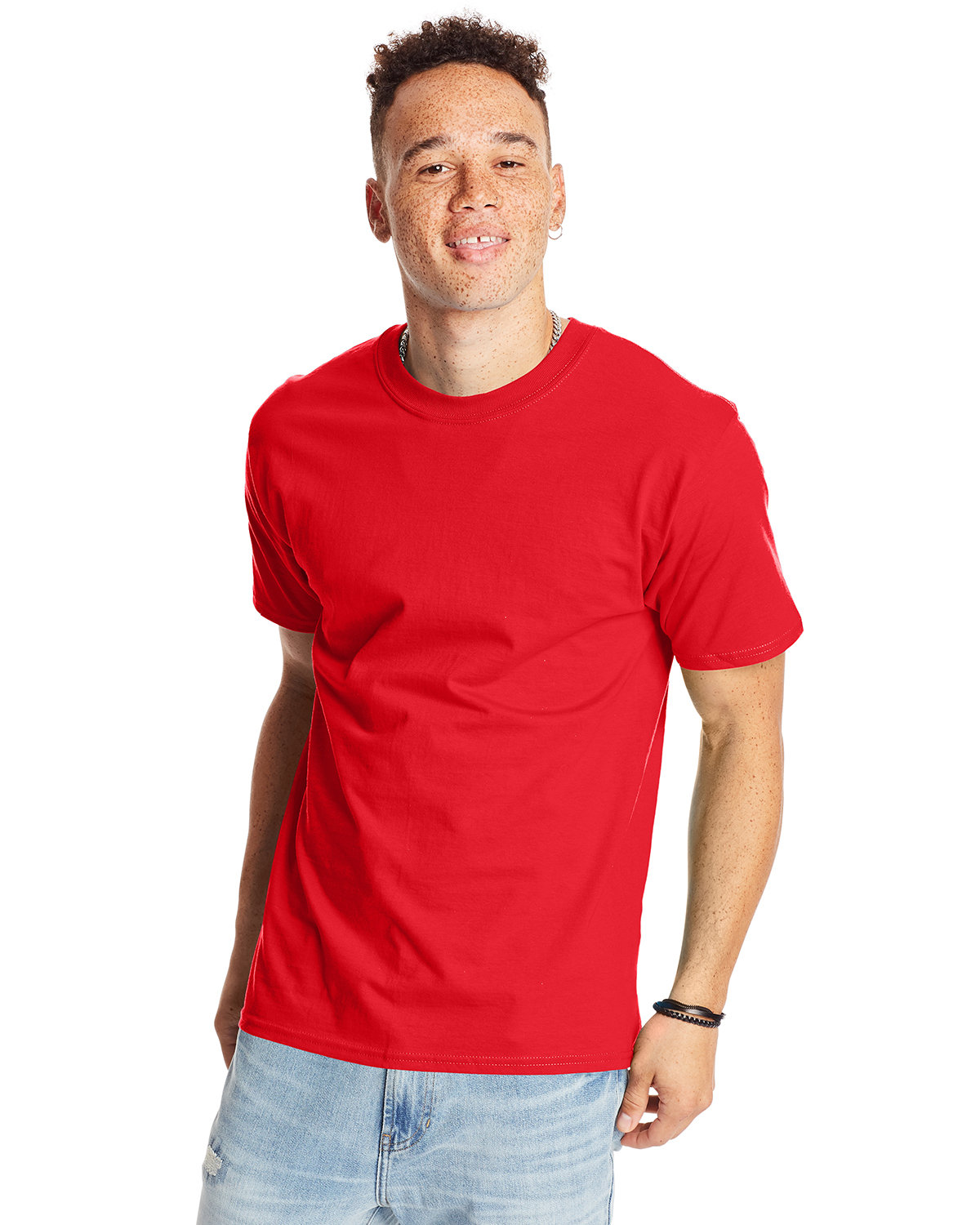 Hanes 5180 Beefy-T-Shirt - Cotton T-Shirt in Red size Medium | Ringspun