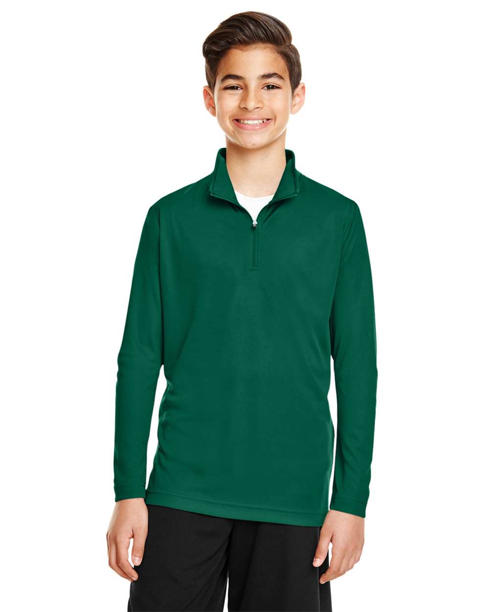 Team 365 TT31Y Youth Zone Performance Quarter-Zip Pullover T-Shirt in Sport Forest Green size Small | Polyester