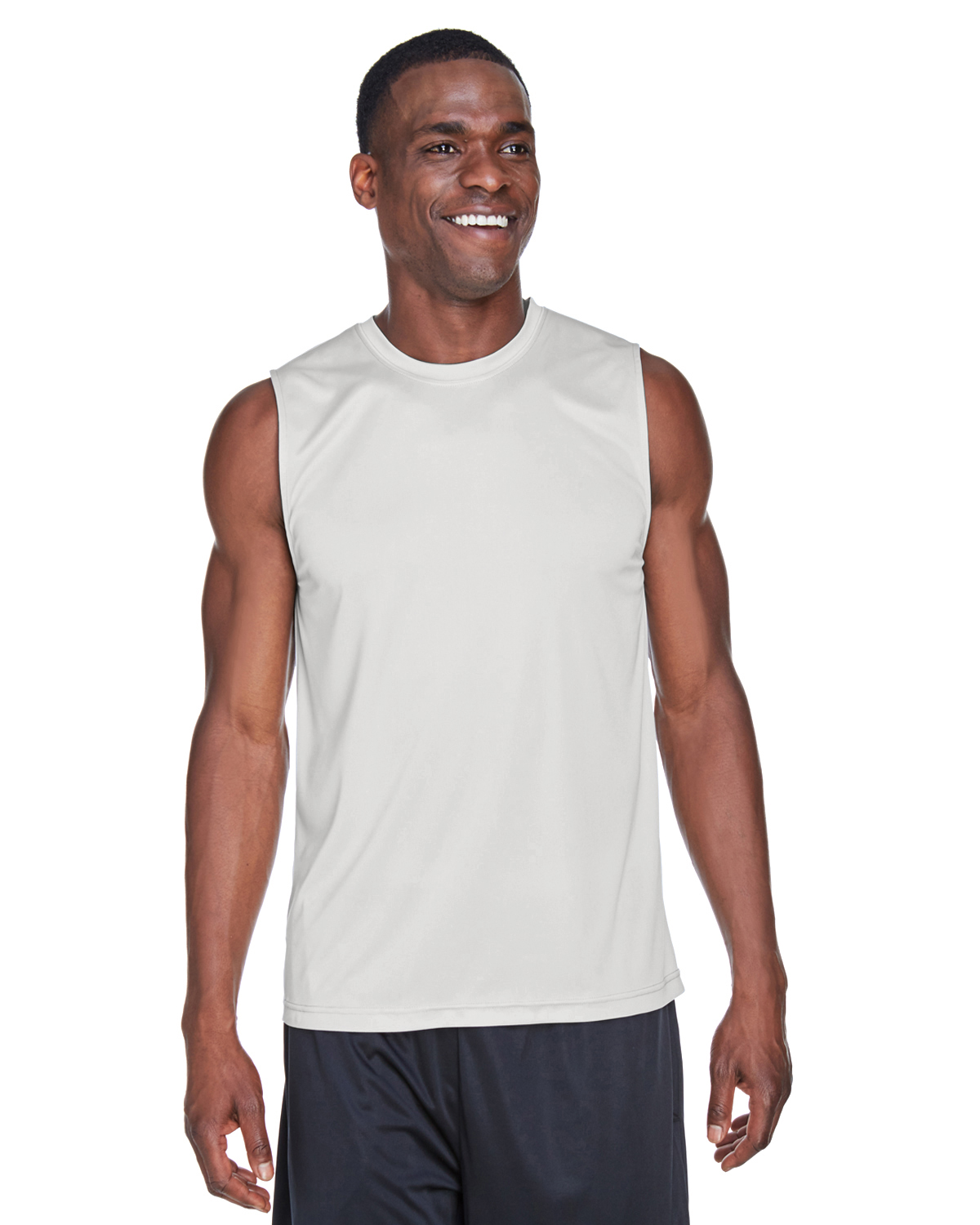 Team 365 TT11M Men's Zone Performance Muscle T-Shirt in Sport Silver size Large | Polyester