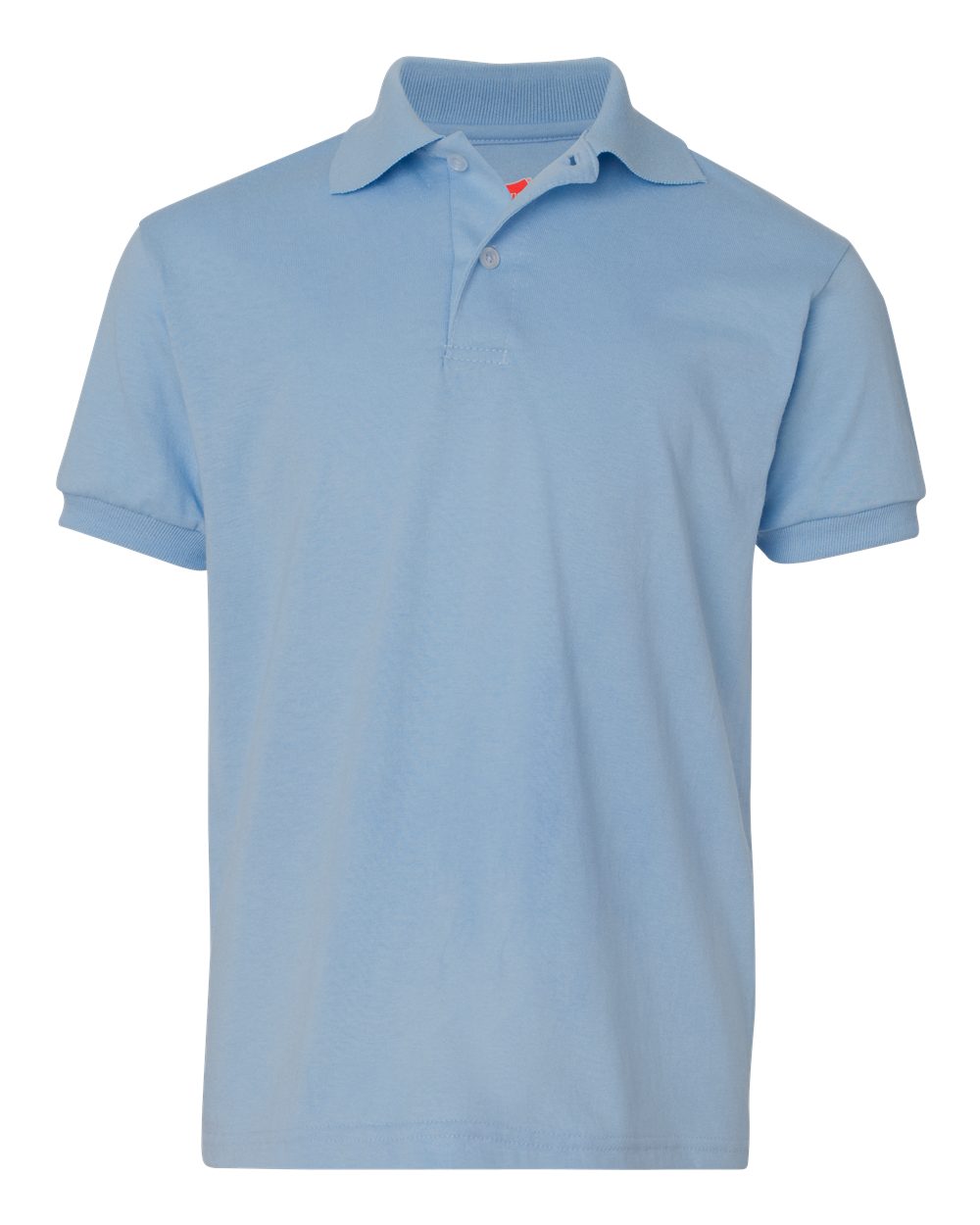 Hanes 054Y Youth EcoSmart Jersey Polo Shirt in Light Blue size XS | Cotton Polyester