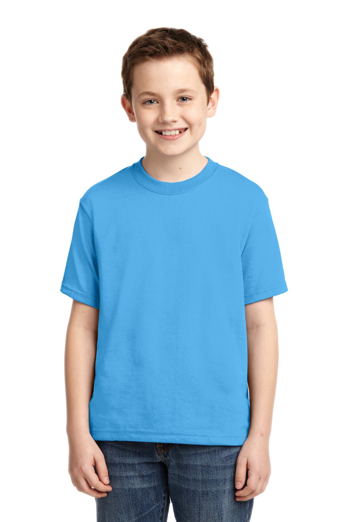 Jerzees 29B Youth Dri-Power 50/50 T-Shirt in Aquatic Blue size XS | Cotton Polyester 29BR