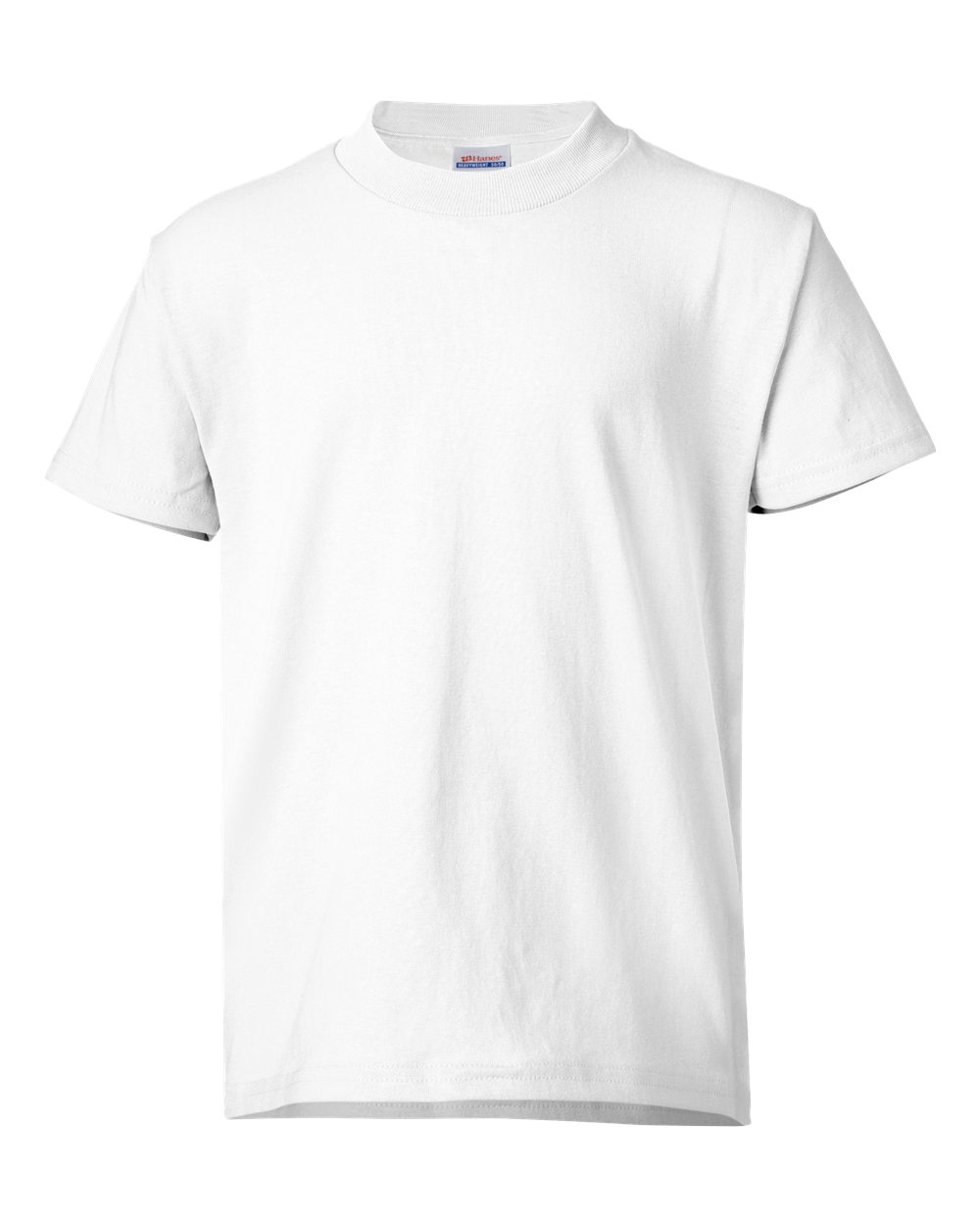 Hanes 5370 Youth EcoSmart 50/50 Cotton/Poly T-Shirt in White size Large | Cotton Polyester
