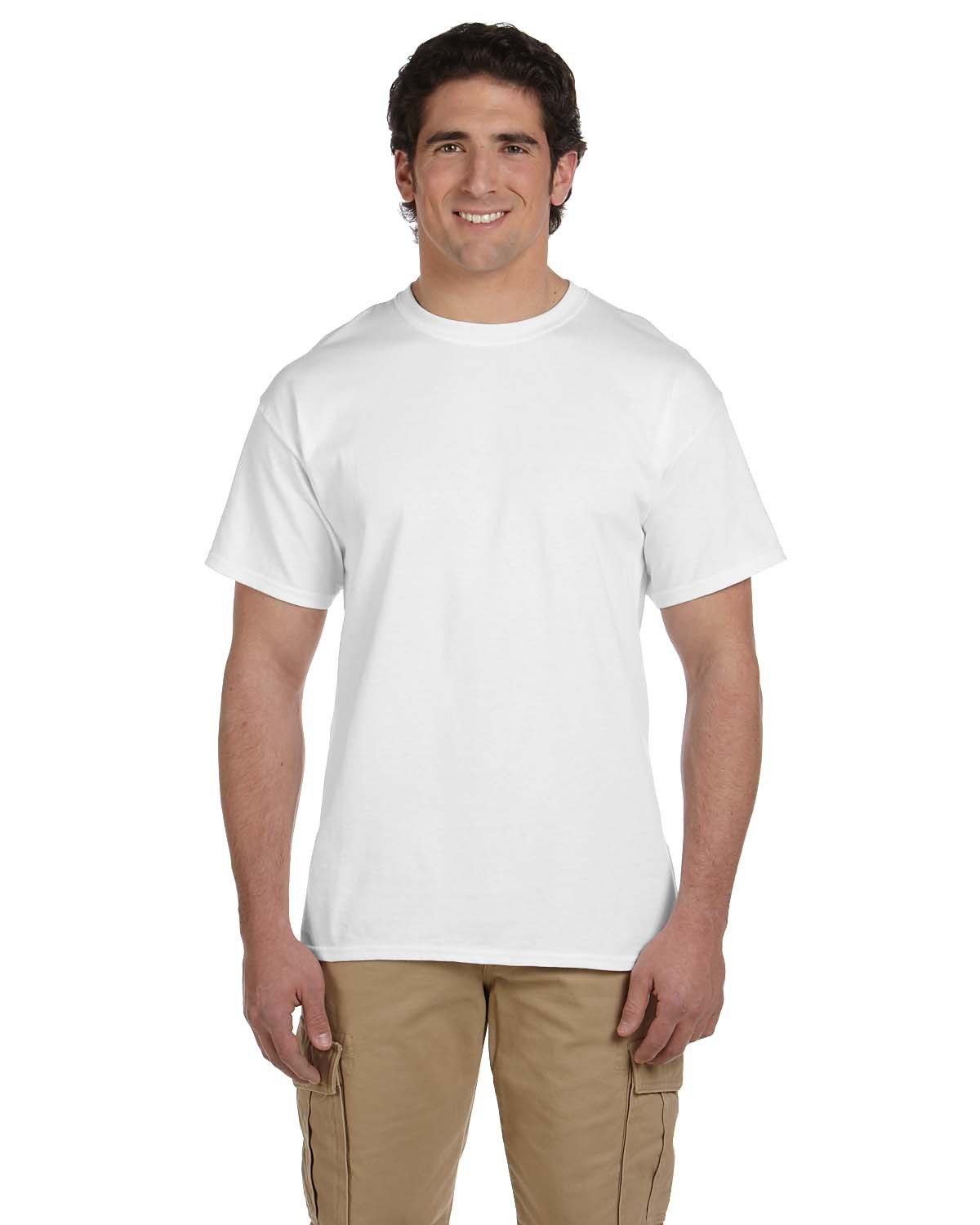 Hanes 5170 50/50 T-Shirt in White size 4XL | Cotton Polyester