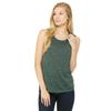 Bella + Canvas B8803 Women's Flowy Scoop Muscle Tank Top in Forest Green Marble size 2XL | Ringspun Cotton 8803, BC8803