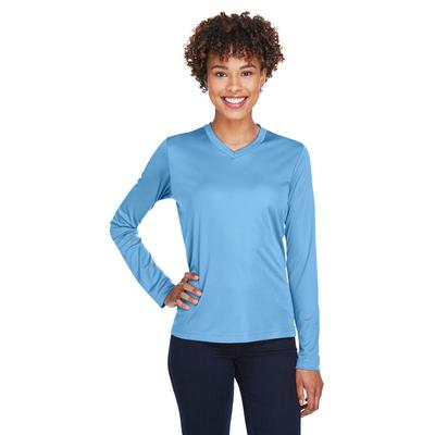 Team 365 TT11WL Women's Zone Performance Long-Sleeve T-Shirt in Sport Light Blue size XS | Polyester