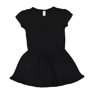 Rabbit Skins 5323 Toddler Baby Rib Dress in Black size 5/6 | Ringspun Cotton LA5323