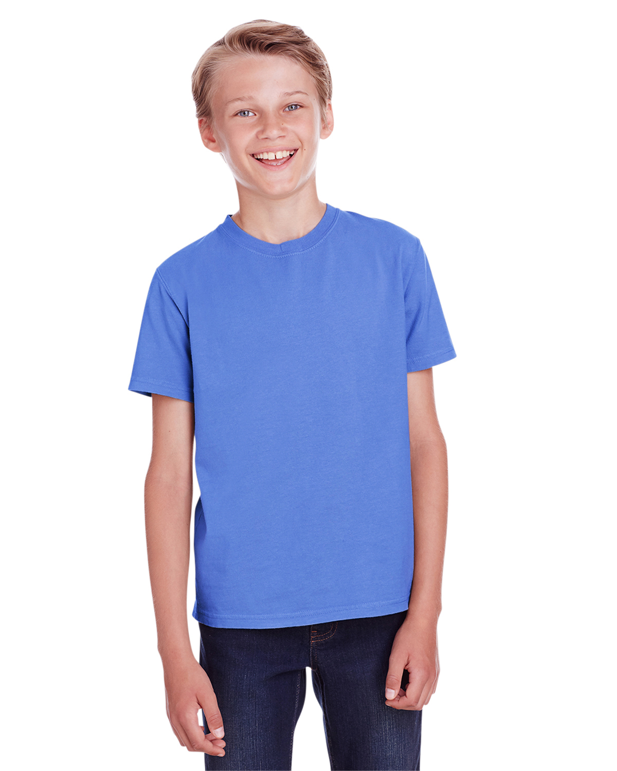 ComfortWash by Hanes GDH175 Youth Garment-Dyed T-Shirt in Deep Forte Blue size XS | Ringspun Cotton
