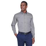 Harriton M500 Men's Easy Blend Long-Sleeve Twill Shirt with Stain-Release in Dark Grey size Small