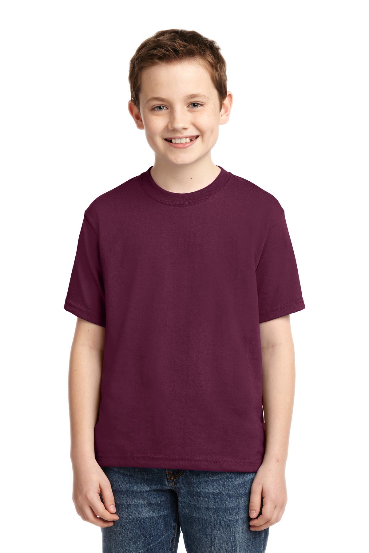 Jerzees 29B Youth Dri-Power 50/50 T-Shirt in Maroon size Medium | Cotton Polyester 29BR
