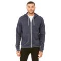 Bella + Canvas 3739 Sponge Fleece Full-Zip Hooded Sweatshirt in Heather Navy Blue size Small | Ringspun Cotton BC3739, B3739