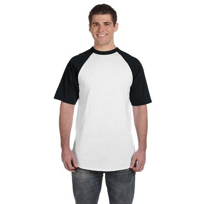 Augusta Sportswear 423 Baseball Short Sleeve Top 2.0 in White/Black size 2XL | Cotton Polyester