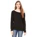 Bella + Canvas 7501 Women's Sponge Fleece Wide-Neck Sweatshirt in Solid Black Triblend size 2XL | Ringspun Cotton B7501, BC7501