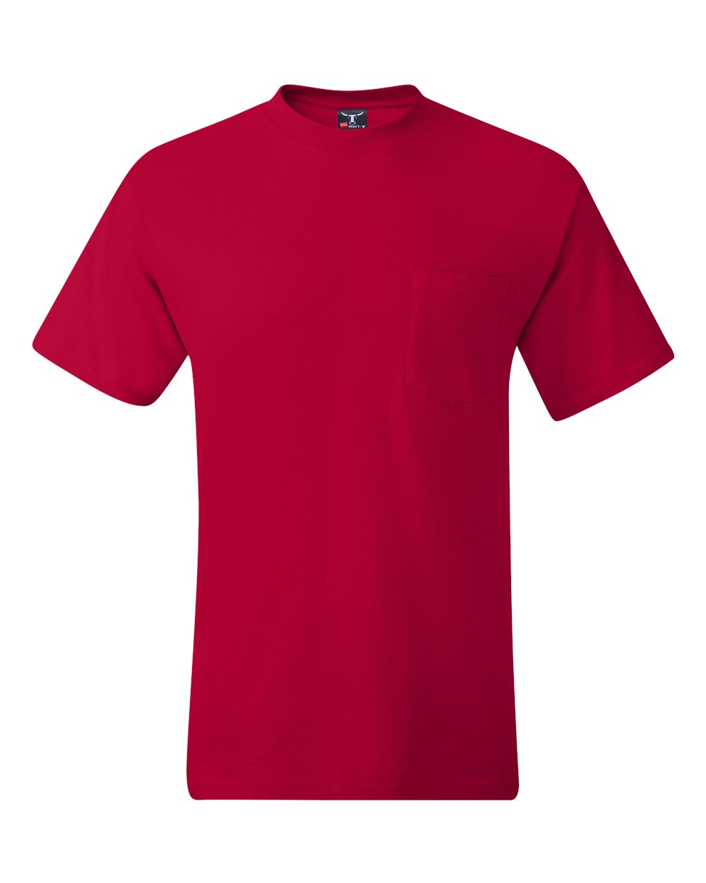 Hanes 5190P Adult Beefy-T-Shirt with Pocket in Deep Red size Medium | Ringspun Cotton 5190