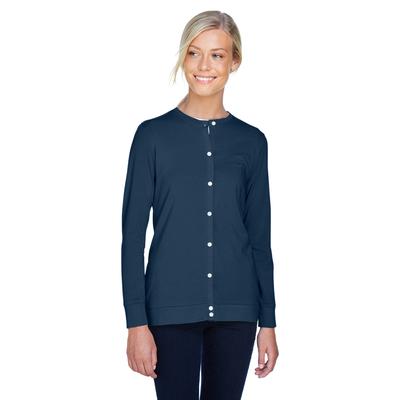 Devon & Jones DP181W Women's Perfect Fit Ribbon Cardigan Jacket in Navy Blue size Small | Modal
