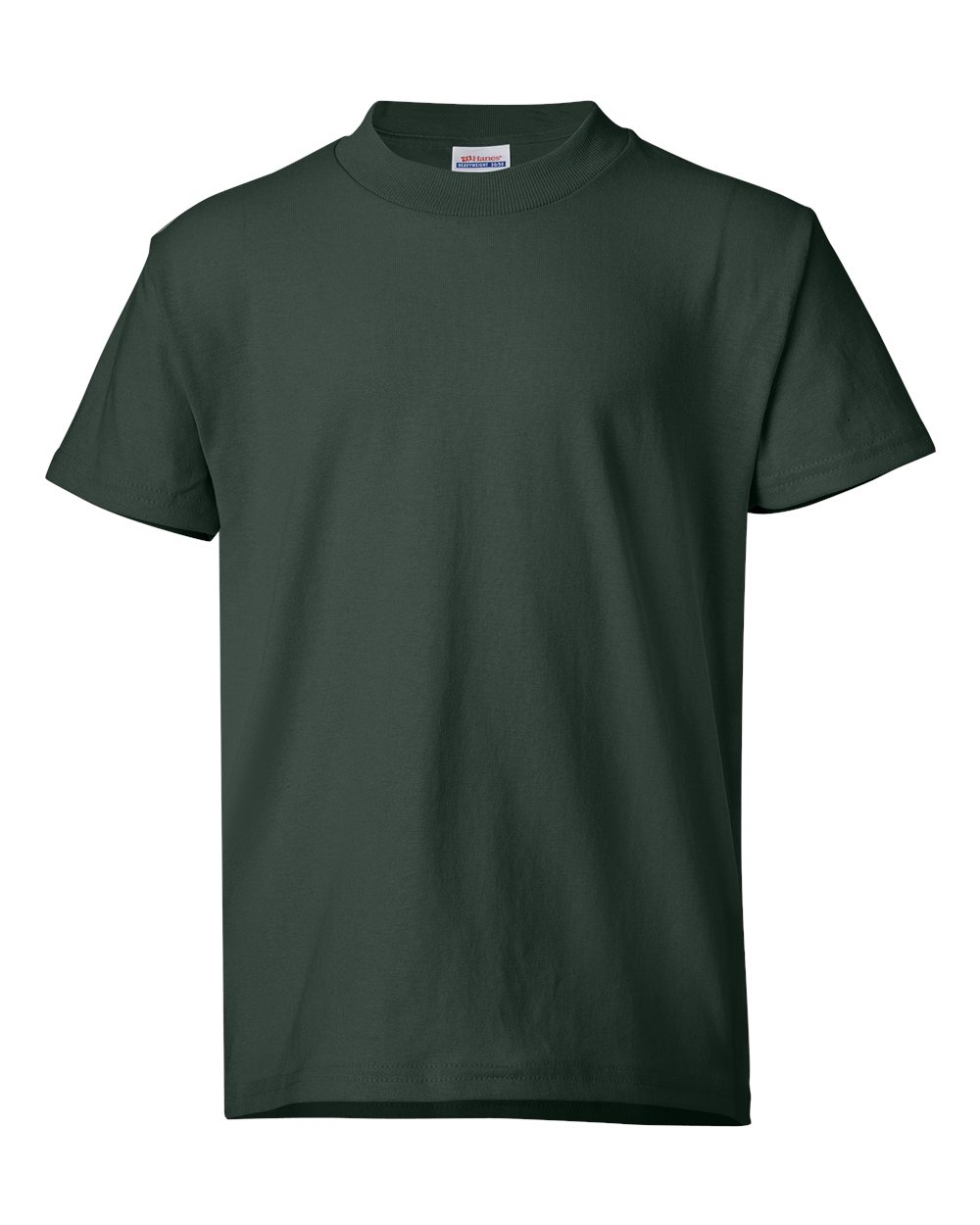 Hanes 5370 Youth EcoSmart T-Shirt in Deep Forest Green size XS | Cotton Polyester