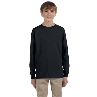 Jerzees 29BL Youth Dri-Power Active 50/50 Cotton/Poly Long Sleeve T-Shirt in Black size XL | Cotton Polyester 29BLR