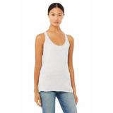 Bella + Canvas 8430 Women's Triblend Racerback Tank Top in White Fleck size Small | Ringspun Cotton B8430, BC8430