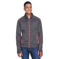 North End 88697 Men's Flux MÃ©lange Bonded Fleece Jacket in Carbon/Olympic Red size XL | Polyester