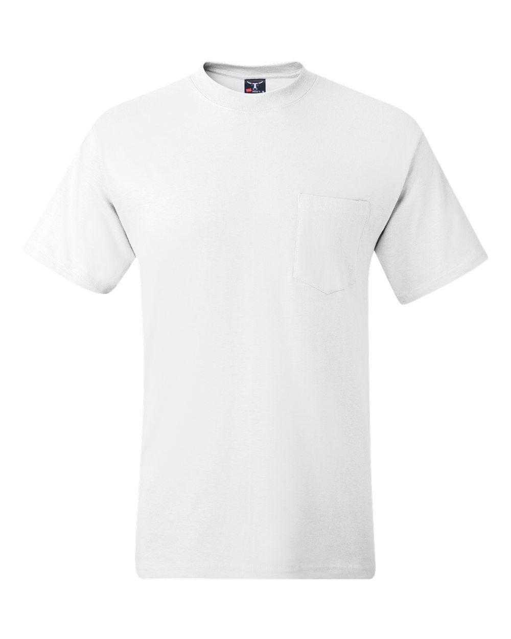Hanes 5190P Adult Beefy-T-Shirt with Pocket in White size Large | Ringspun Cotton 5190