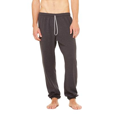 Bella + Canvas 3737 Sponge Fleece Long Scrunch Pant in Dark Grey Heather size Large | Ringspun Cotton B3737