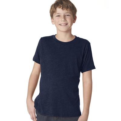 Next Level N6310 Youth Triblend Crew T-Shirt in Vintage Navy Blue size Small | 50% polyester, 25% airlume combed and ring-spun cotton, rayon NL6310, 6310