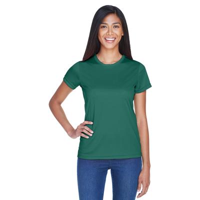 UltraClub 8420L Athletic Women's Cool & Dry Sport Performance Interlock T-Shirt in Forest Green size XS | Polyester