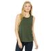 Bella + Canvas B8803 Women's Flowy Scoop Muscle Tank Top in Military Green size Large | Ringspun Cotton 8803, BC8803