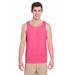 Gildan G520 Heavy Cotton Tank Top in Safety Pink size Small 5200, G5200