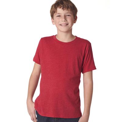 Next Level N6310 Youth Triblend Crew T-Shirt in Vintage Red size Small | 50% polyester, 25% airlume combed and ring-spun cotton, rayon NL6310, 6310